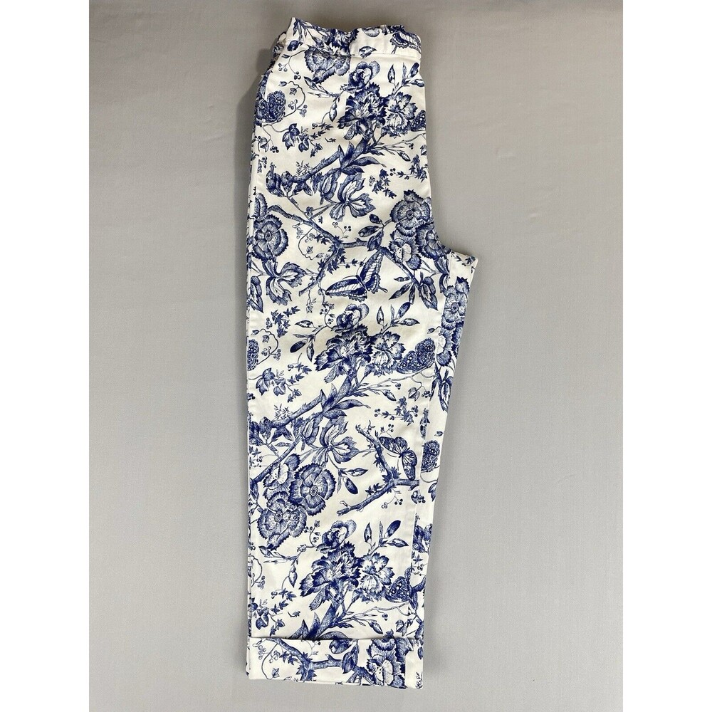 Bill Blass White Floral Print Capri Jeans Women's 8 Perfect Fit High Rise Mom - Picture 6 of 16